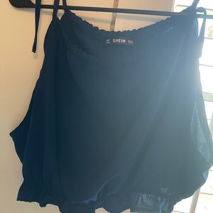 Shein cropped blue blouse
